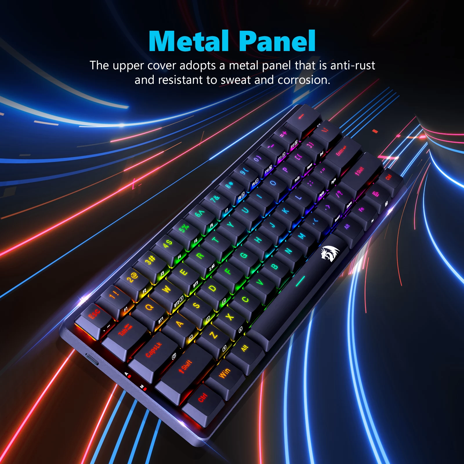 Redragon K615P-KBS Elise Pro RGB Mechanical Keyboard Wireless Bluetooth Tri-Mode Ultra-Thin Low Profile Blue Switch