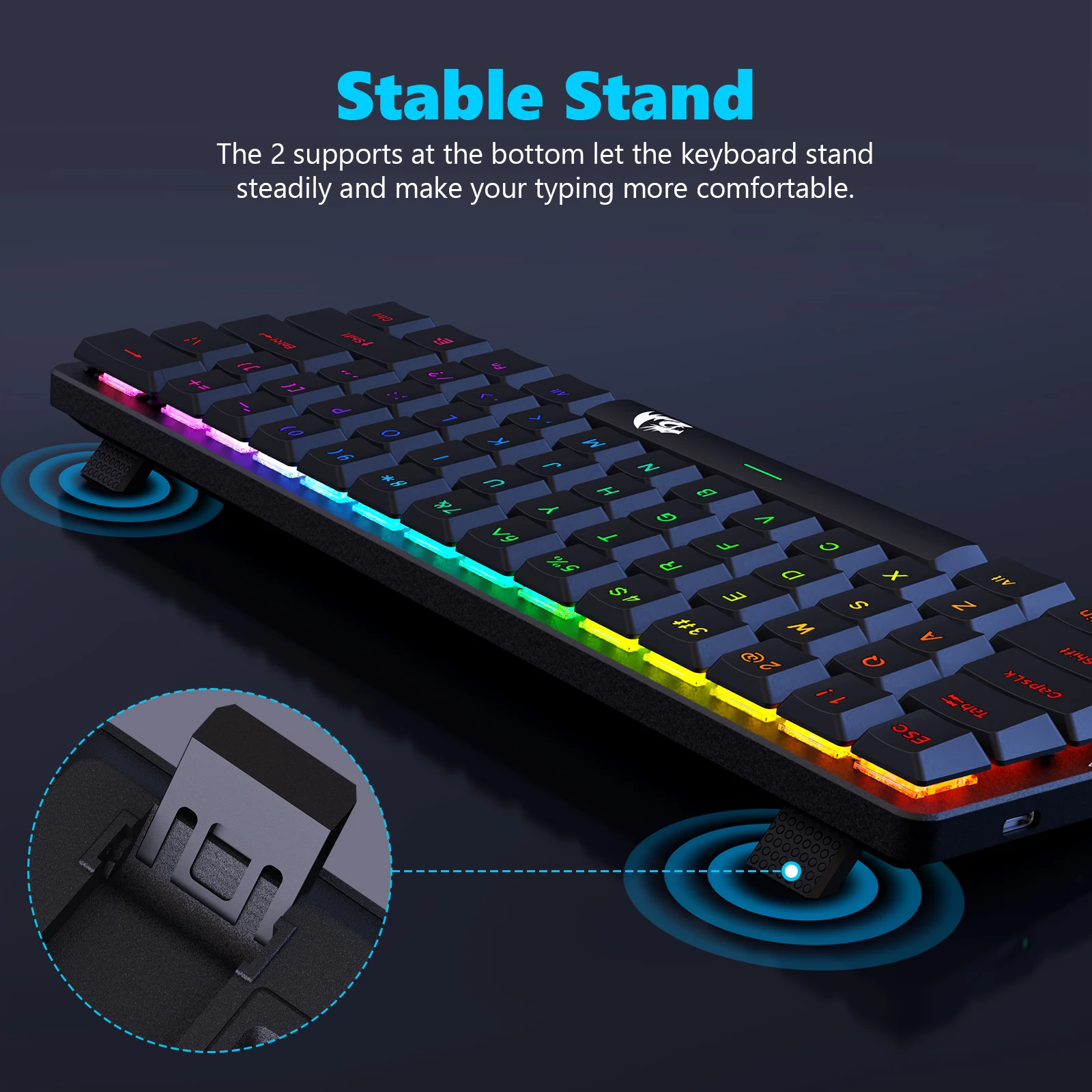 Redragon K615P-KBS Elise Pro RGB Mechanical Keyboard Wireless Bluetooth Tri-Mode Ultra-Thin Low Profile Blue Switch