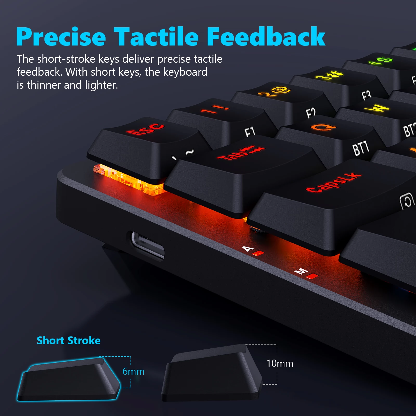 Redragon K615P-KBS Elise Pro RGB Mechanical Keyboard Wireless Bluetooth Tri-Mode Ultra-Thin Low Profile Blue Switch