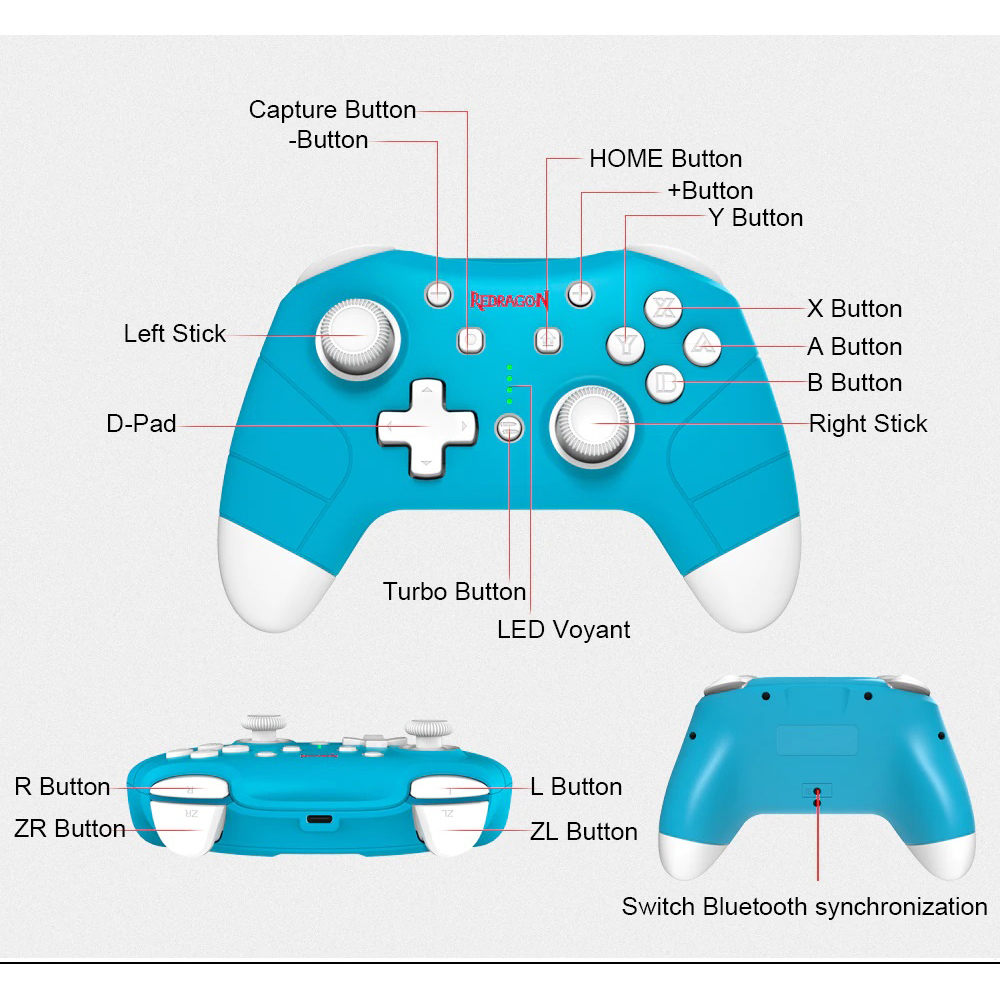 Redragon G815 PLUTO Wireless Gamepad Controller (Blue)