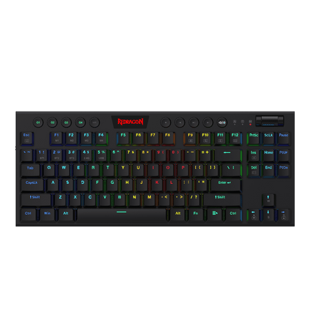 Redragon K621 Horus TKL Wireless RGB Mechanical Keyboard, 5.0 BT/2.4 Ghz/Wired Three Modes 80% Ultra-Thin Low Profile Bluetooth Keyboard w/Dedicated Media Control & Linear Red Switches