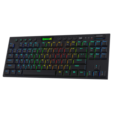 Redragon K621 Horus TKL Wireless RGB Mechanical Keyboard, 5.0 BT/2.4 Ghz/Wired Three Modes 80% Ultra-Thin Low Profile Bluetooth Keyboard w/Dedicated Media Control & Linear Red Switches