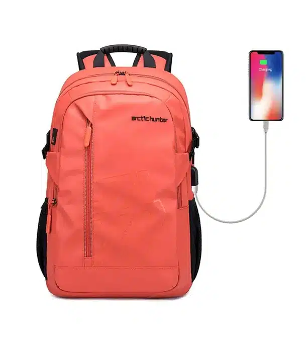 Arctic Hunter B00387 15.6 ” Multi Functional Travel Laptop Waterproof Backpack USB Charging- Orange