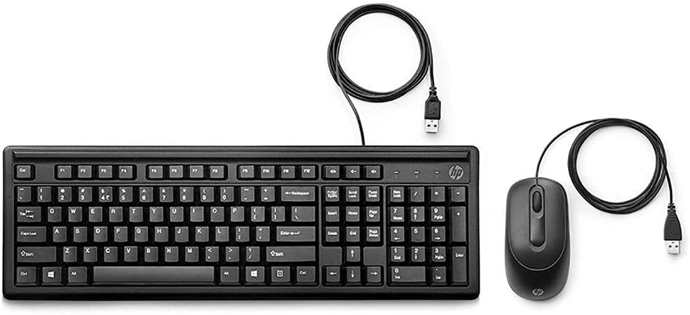 HP Wired Keyboard and Mouse 160, Numeric Keypad , Full Range of 109 Keys (Includes 12 Function Keys and 3 Hotkeys) ,LED Indicators,1000 Dpi Optical Sensor, Adjutsable Height,Black (6HD76AA)