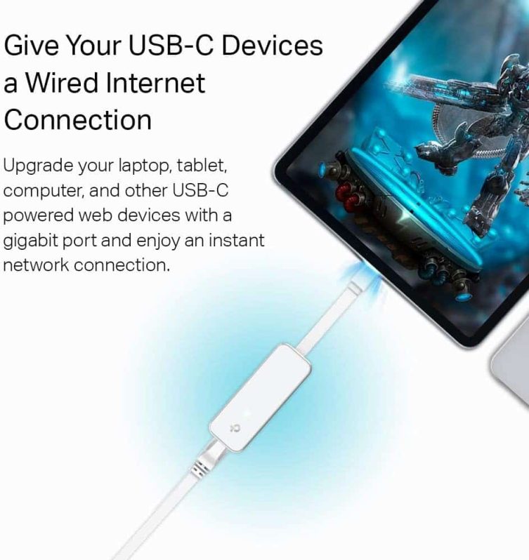 TP-Link USB C To Ethernet Adapter(UE300C) RJ45 To USB C Type-C Gigabit Ethernet LAN Network Adapter Compatible With Apple MacBook Pro 2017-2020 MacBook Air Surface Dell XPS And More - Image 3