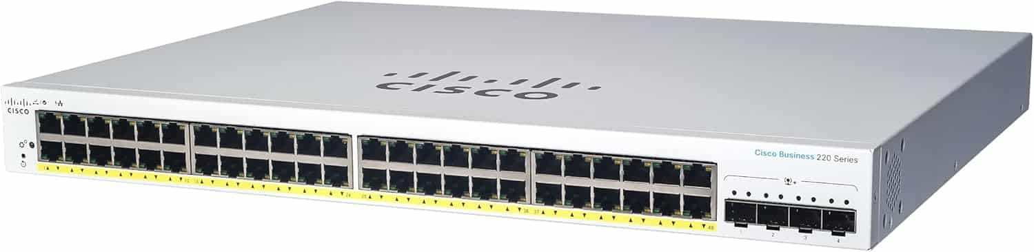 Cisco CBS220-48P-4G Smart Switch- 48 x Gigabit Ethernet (10/100/1000) PoE+ ports