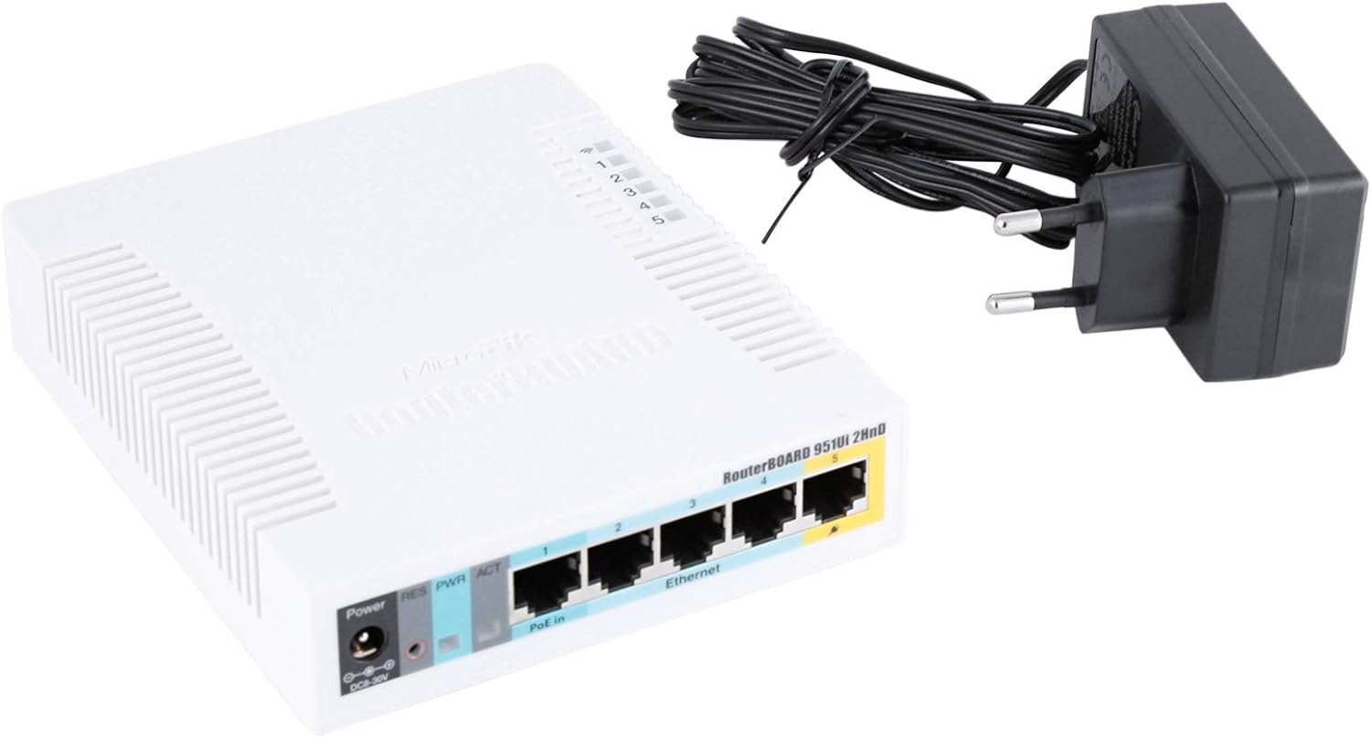 MikroTik hAP RB951Ui-2nD 2.4GHz AP, Five Ethernet ports, PoE-out on port 5, USB for 3G/4G support
