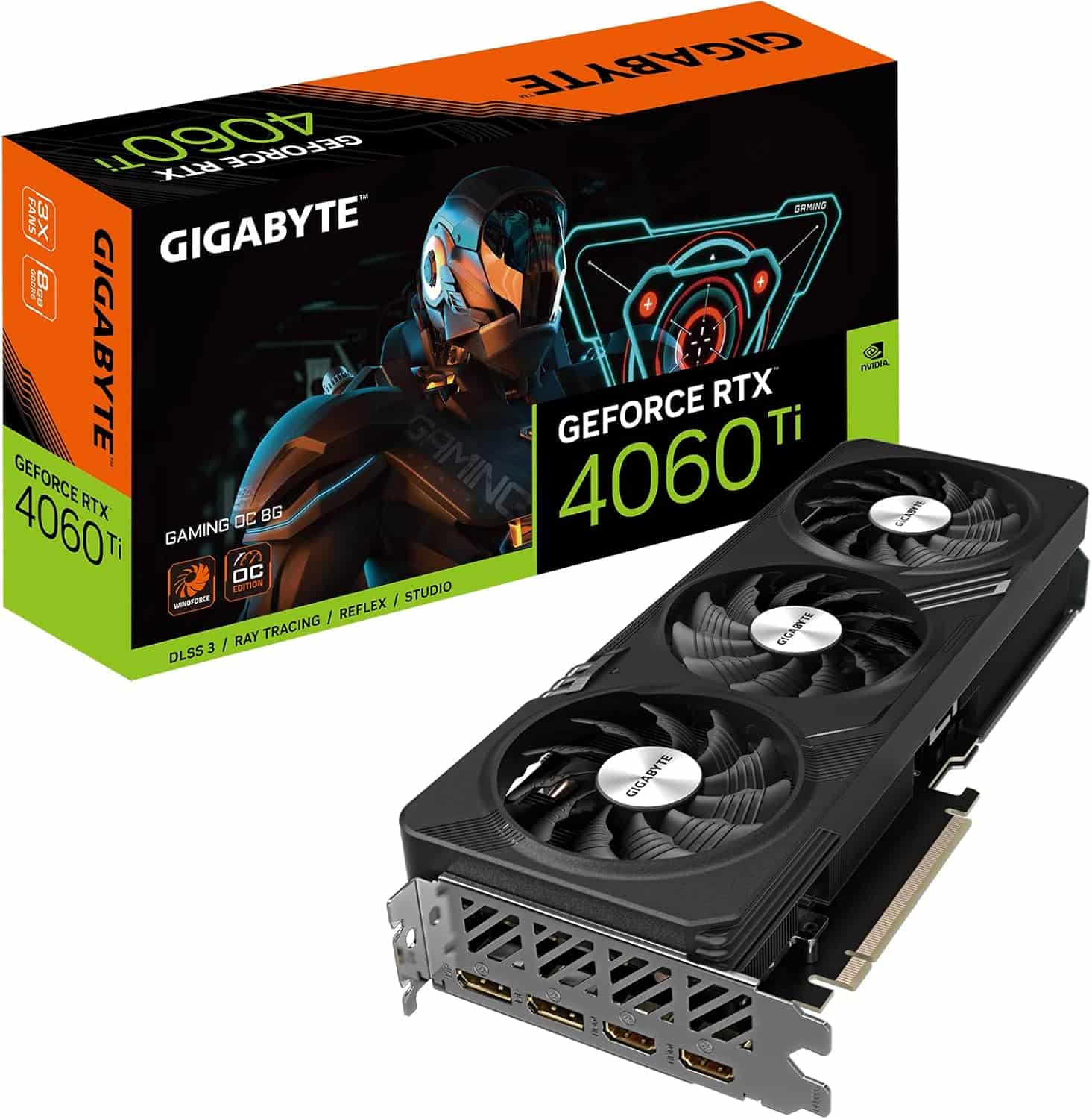 Gigabyte GeForce RTX 4060 Gaming OC 8G Graphics Card with 3X WINDFORCE Fans, 8GB 128-bit GDDR6 - GV-N4060GAMING OC-8GD