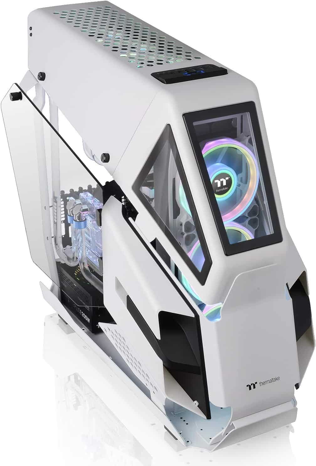 Thermaltake AH T600 Snow Helicopter Styled Open Frame Tempered Glass Swing Door E-ATX Full Tower Case CA-1Q4-00M6WN-00
