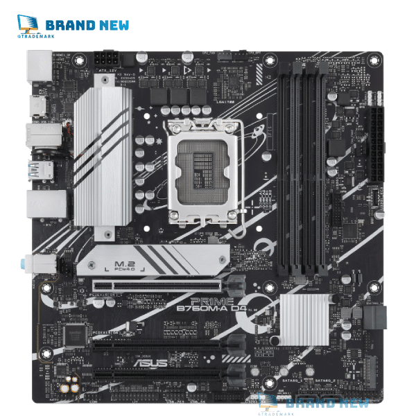 Asus B760M Prime-A D4- Intel® B760 (LGA 1700) mATX motherboard, PCIe 4.0, two M.2 slots, Realtek 2.5Gb Ethernet, DisplayPort, Dual HDMI®, SATA 6 Gbps, rear USB 3.2 Gen 2, front USB 3.2 Gen 1 Type-C®, Aura Sync