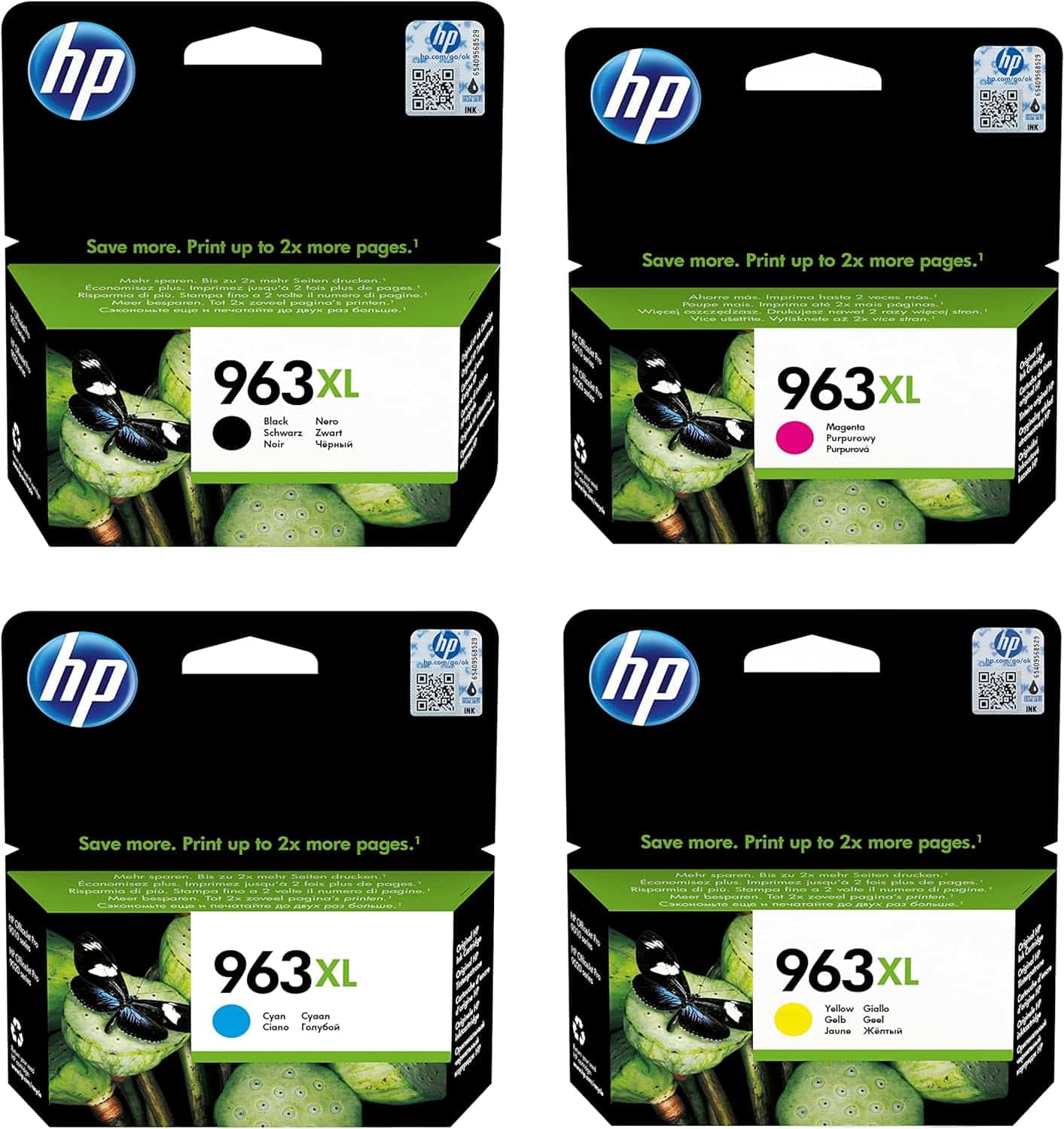 HP 963XL 4 Color High Capacity Ink Cartridge Multipack BL (3JA30AE), CY (3JA27AE), MAG (3JA28AE), YEL (3JA29AE)