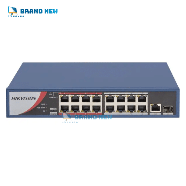 Hikvision DS-3E0318P-E/M(B) 16 Port Fast Ethernet Unmanaged POE Switch - Blue