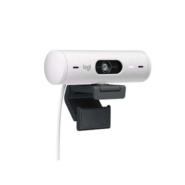 Logitech Brio 500 Full HD Webcam with Auto Light Correction- Dual Noise Reduction Mics- White