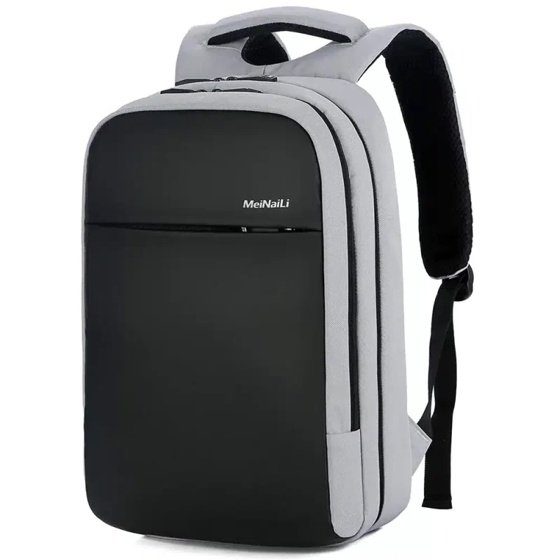 Meinaili 1802 15.6-Inch Waterproof Laptop Backpack with USB Charging Port– Gray-Black