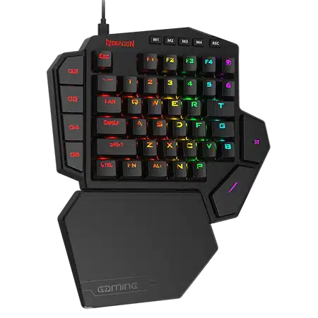 Redragon K585 DITI One-Handed RGB Mechanical Gaming Keyboard, Blue Switches, Professional Gaming Keypad with 7 Onboard Macro Keys, Detachable Wrist Rest, 42 Keys