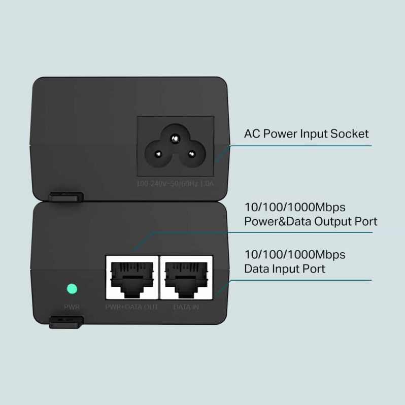 TP-Link Gigabit PoE Injector Adapter IEEE802.3af/at Compliant Integrated Power Supply Supplies up to 30 W 2 gigabit Ports (TL-PoE160S) - Image 5
