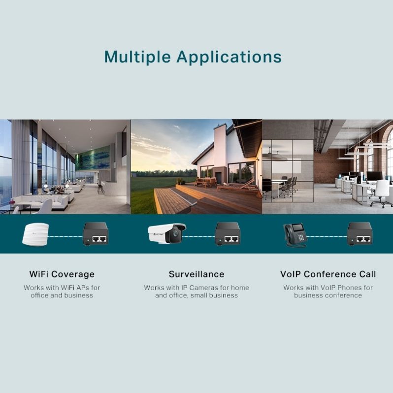 TP-Link Gigabit PoE Injector Adapter IEEE802.3af/at Compliant Integrated Power Supply Supplies up to 30 W 2 gigabit Ports (TL-PoE160S) - Image 4