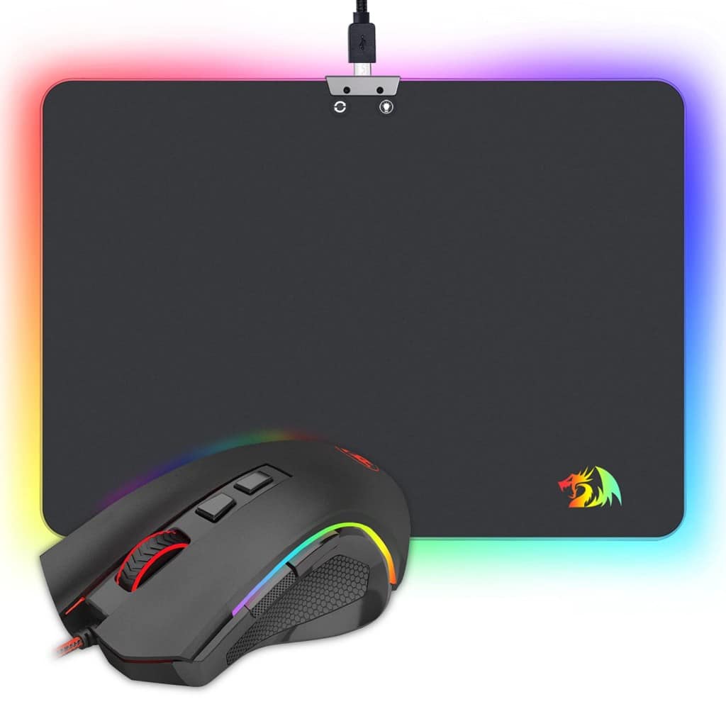 REDRAGON M602 BA WIRED RGB GAMING MOUSE AND RGB MOUSE PAD COMBO, BACKLIT ERGONOMIC MOUSE AND GAMING MOUSE MAT, FOR WINDOWS PC GAMES – GAMING MOUSE PAD SET
