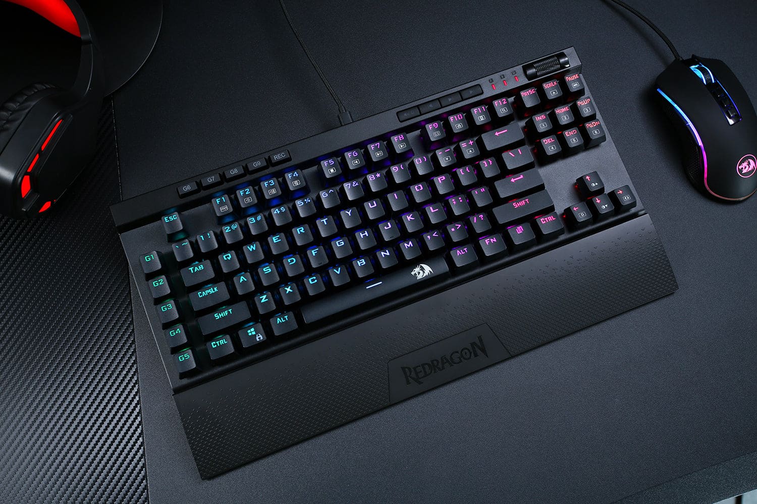 Redragon K587 MAGIC-WAND 87 Keys Compact RGB TKL Mechanical Gaming Keyboard, Type-C Keyboard with 9 Onboard Macro Keys, Detachable Wrist Rest