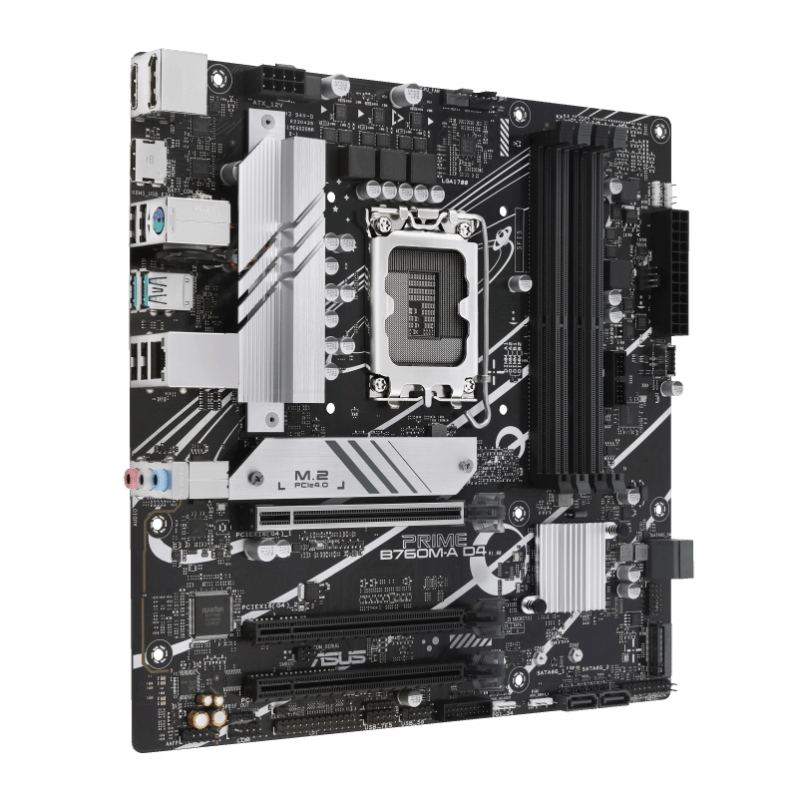 Asus B760M Prime-A D4- Intel® B760 (LGA 1700) mATX motherboard, PCIe 4.0, two M.2 slots, Realtek 2.5Gb Ethernet, DisplayPort, Dual HDMI®, SATA 6 Gbps, rear USB 3.2 Gen 2, front USB 3.2 Gen 1 Type-C®, Aura Sync - Image 6