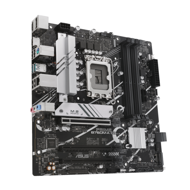 Asus B760M Prime-A D4- Intel® B760 (LGA 1700) mATX motherboard, PCIe 4.0, two M.2 slots, Realtek 2.5Gb Ethernet, DisplayPort, Dual HDMI®, SATA 6 Gbps, rear USB 3.2 Gen 2, front USB 3.2 Gen 1 Type-C®, Aura Sync - Image 5
