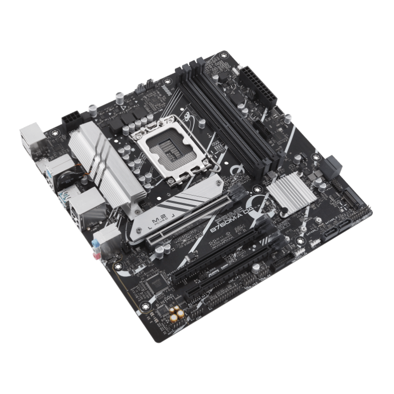 Asus B760M Prime-A D4- Intel® B760 (LGA 1700) mATX motherboard, PCIe 4.0, two M.2 slots, Realtek 2.5Gb Ethernet, DisplayPort, Dual HDMI®, SATA 6 Gbps, rear USB 3.2 Gen 2, front USB 3.2 Gen 1 Type-C®, Aura Sync - Image 4