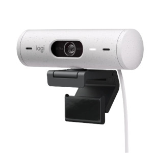 Logitech Brio 500 Full HD Webcam – 1080p, Auto Light Correction, Dual Noise Reduction Mics, Off-White